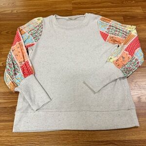 Colorful Patchwork Sleeve Long Sleeve Top